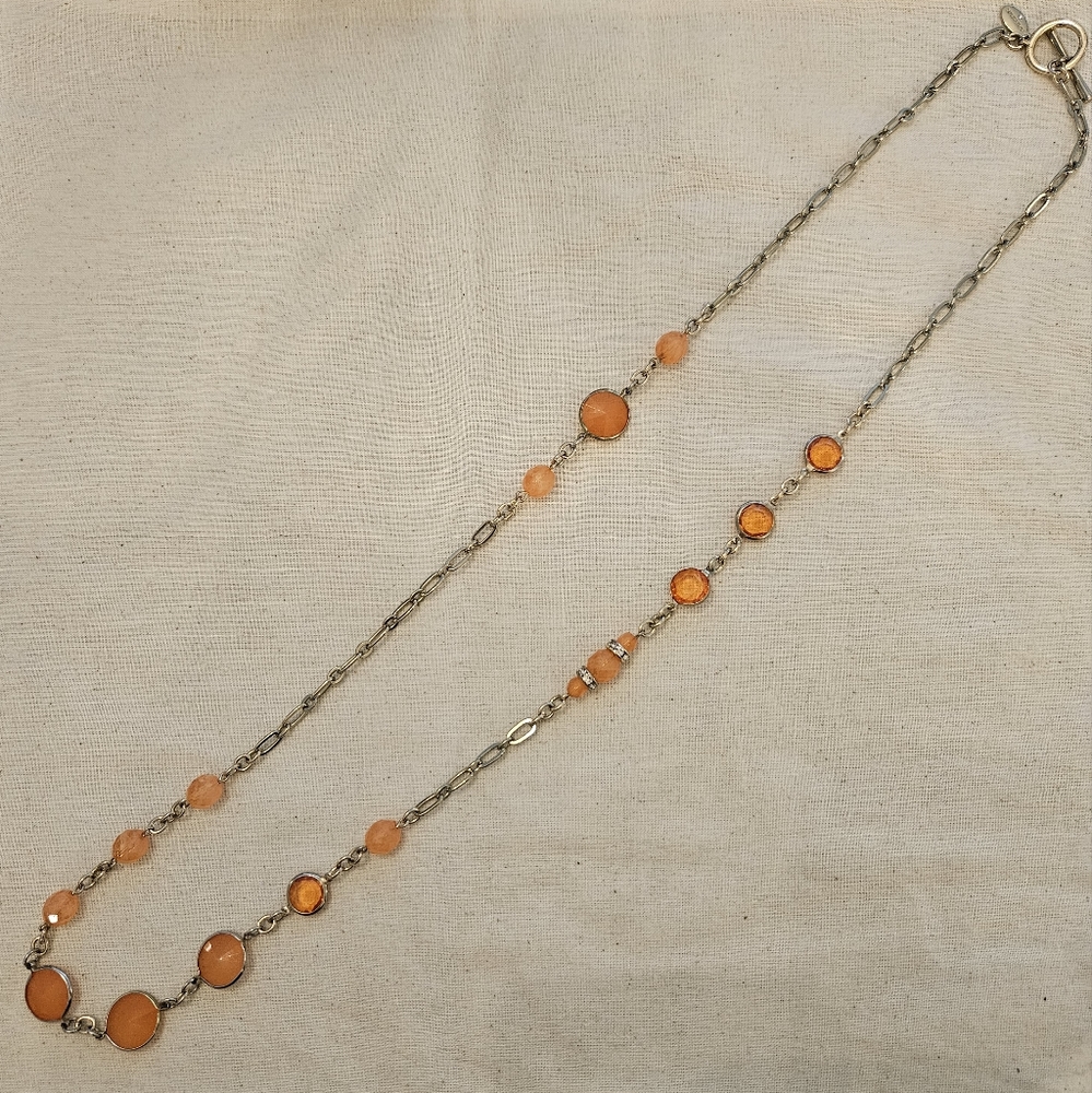 Long Peach Statement Necklace